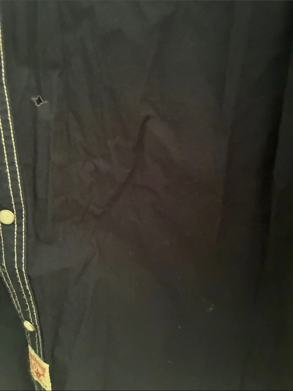 True Religion Navy Western Snap-Front Shirt with White Stitching